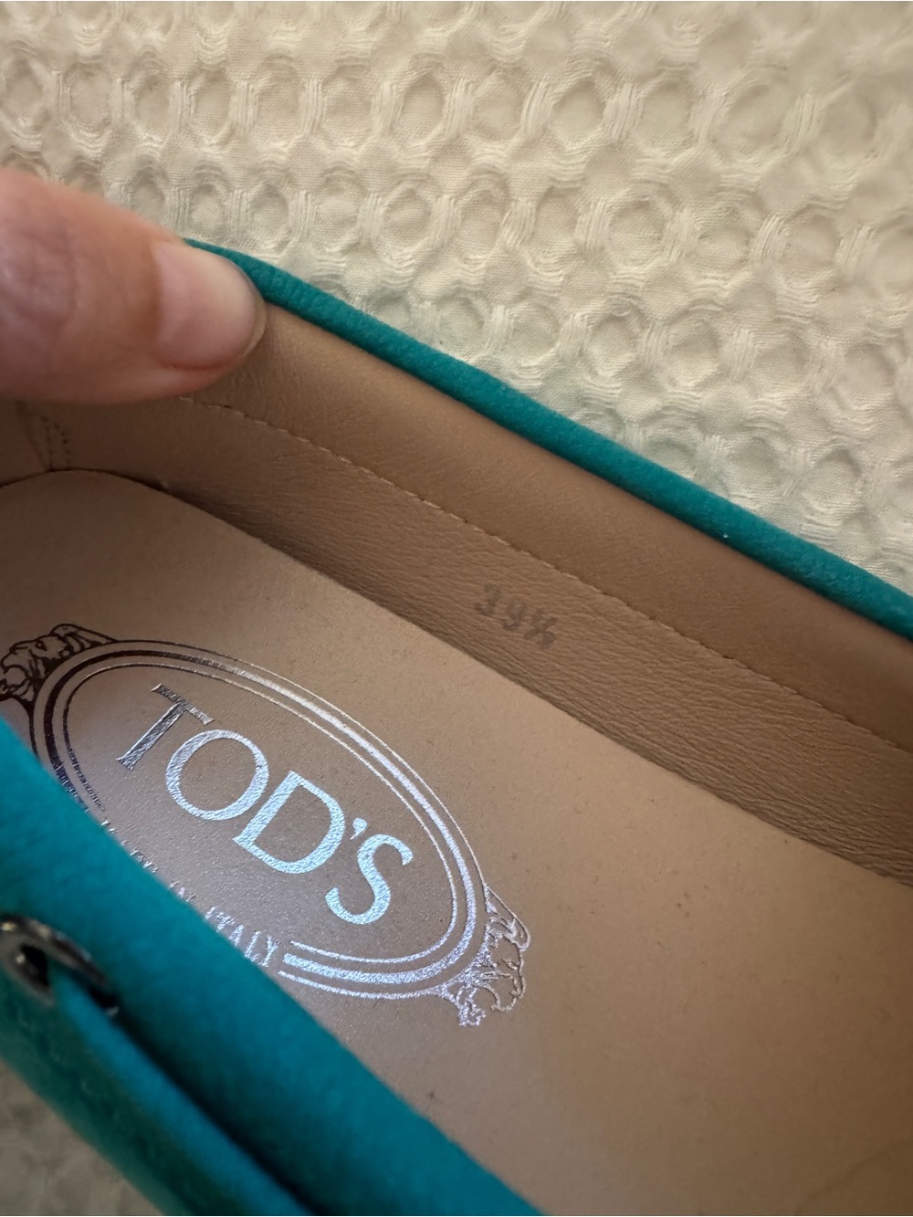 TOD'S Teal Suede Moccasin Driving Loafers - Picture 5 of 7